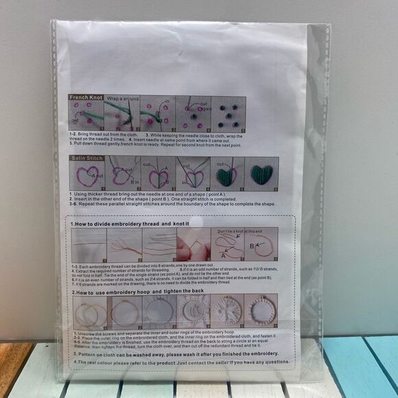 DIY Embroidery Kit Set of 4 Floral Designs with Hoop Threads & Tools Beginner Cr - Picture 4 of 4